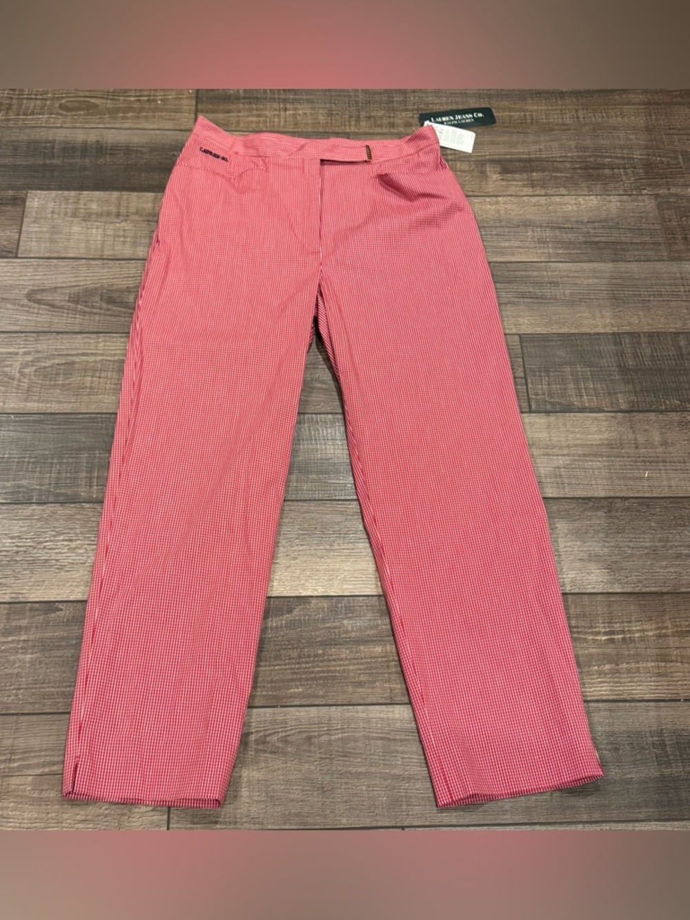 Vintage Lauren Jeans Co Ralph Lauren Red White Gingham Check Women Pants 8 New